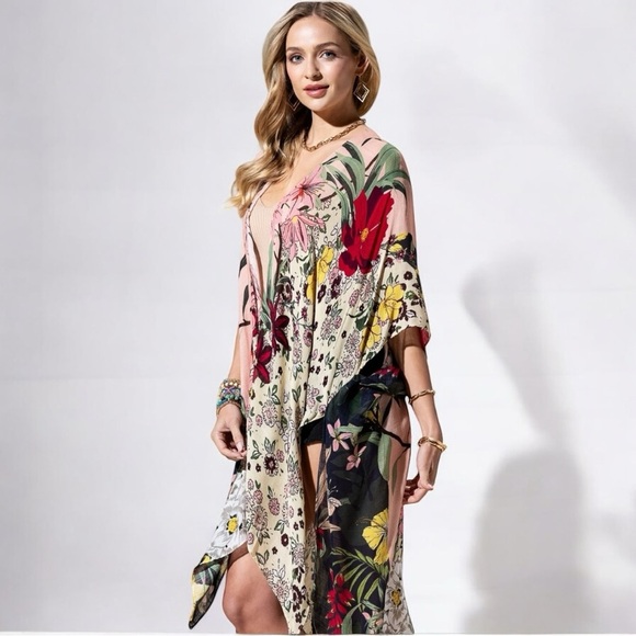 Stunning Boho Floral Zephyrlily Kimono Wrap OSFM - Picture 1 of 9